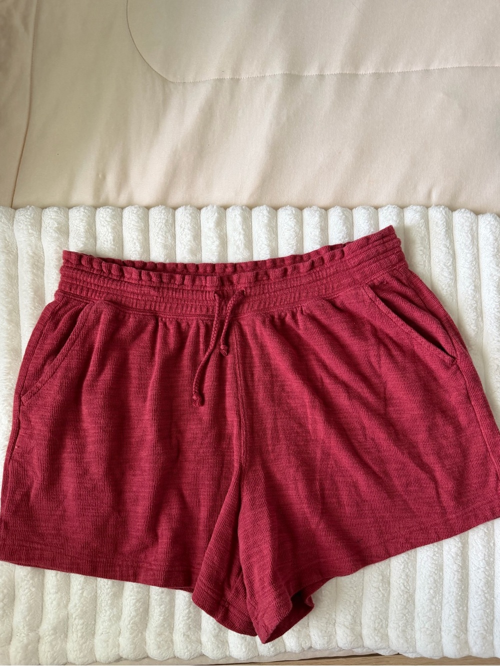 Aerie Women’s Casual Drawstring Knit Shorts - Burgundy